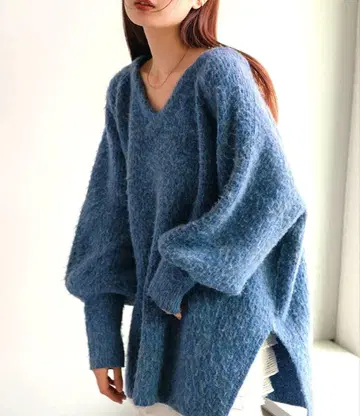 Kastane 멜란지 V넥 니트 풀오버 blue