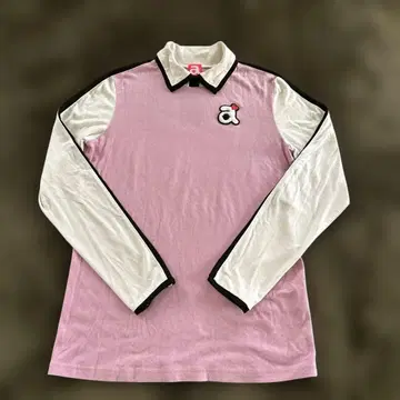 핑크/화이트 긴팔 피케 셔츠 38