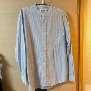 Gymphlex 스트라이프 밴드 칼라 셔츠 M