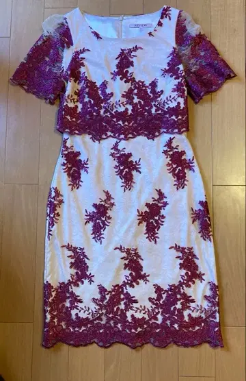 [ REVIEW ] 새상품급 꽃무늬 자수 드레스 핑크 퍼플 엘레강트 8호