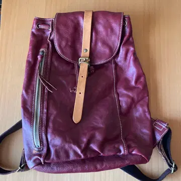 키소라 버건디 가죽 백팩
