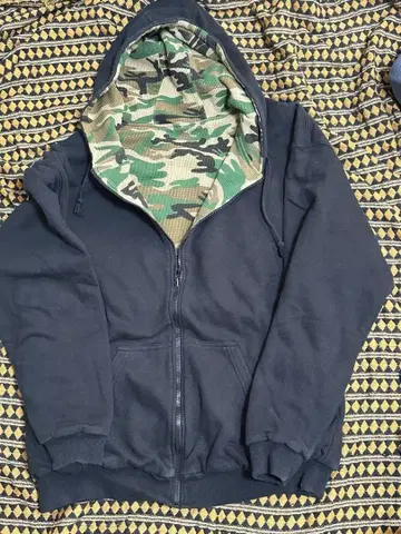 00s 안감 서멀 리버서블 카모 지퍼 후드티