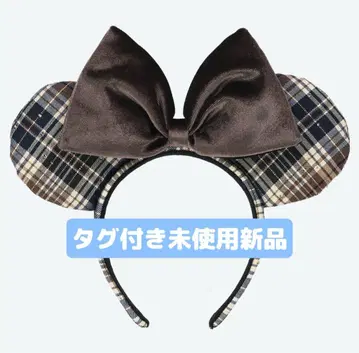 디즈니 미니 머리띠 체크 브라운 브라운