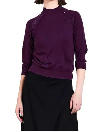 Sov. 실크 캐시미어 레이스 래글런 니트 퍼플 38 사이즈