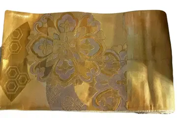 새상품급 고급품 골드 컬러 꽃무늬 나고야 오비