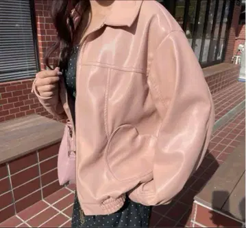 muguet Heart pocket leather jacket 핑크