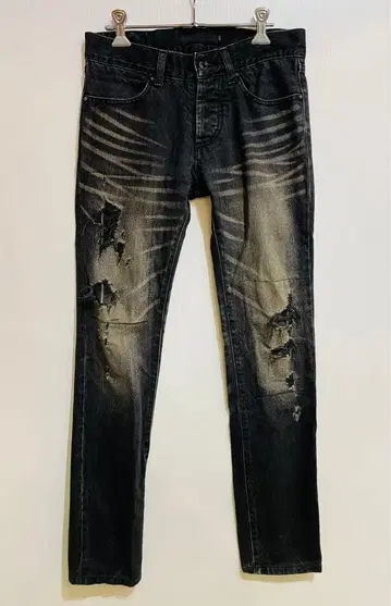 FUGA 00's y2k 블랙 데미지 가공 데님 팬츠