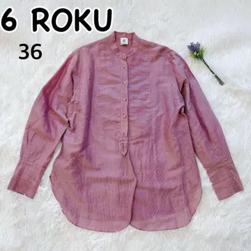 6 ROKU SHEER STRIPE BIG SHIRT 셔츠 마 혼방 36