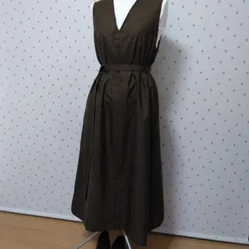 오버롤 스커트 기모노 리메이크 실크  다크 브라운 튜닉