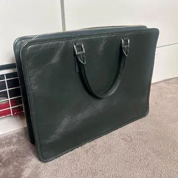 다크 그린 가죽 비즈니스 백