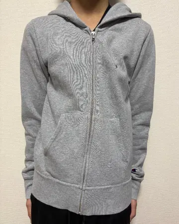 Champion 그레이 풀 집업 후드티