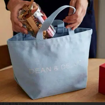 DEAN & DELUCA S 사이즈 스노우 블루 자선 토트백