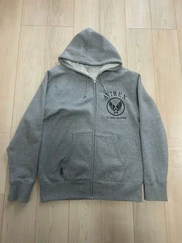 AVIREX 그레이 지퍼 후드티 속기모