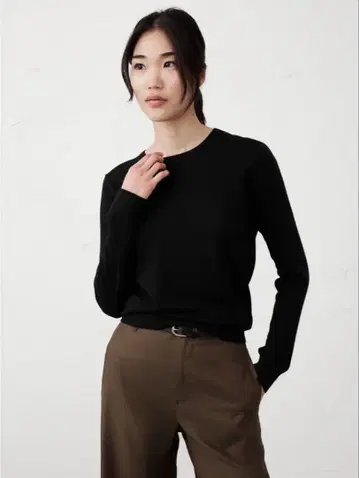 BANANA REPUBLIC 포에버 크루넥 스웨터 블랙