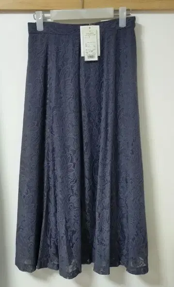 택 포함 새상품 다크 그레이 레이스 플레어 롱 스커트 전체 레이스