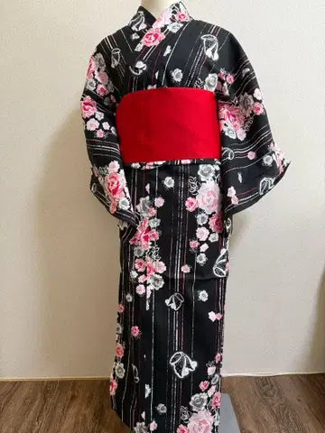 유카타 블랙 프리 사이즈 핑크