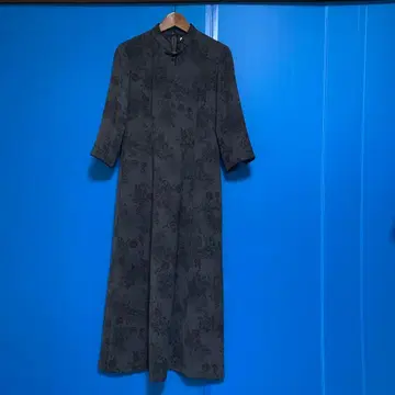 HARMONICA 꽃무늬 긴팔 롱 원피스 다크 그레이