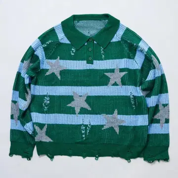 별 패턴 보더 니트