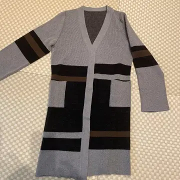 스트라이프 니트 롱 가디건