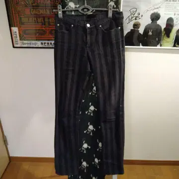 스키니 팬츠 블랙 스트라이프 28