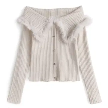 GRL 퍼 오프숄더 니트탑 [ an1616 ]