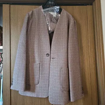 FREAK'S STORE 브라운 체크 자켓 팬츠 세트