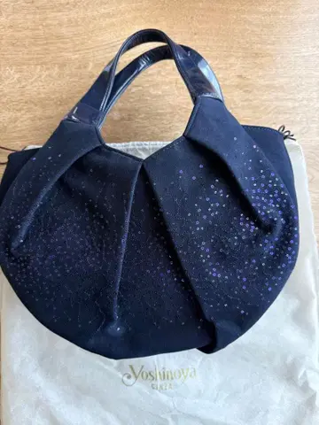 긴자 요시노야 코롱 귀여운 네이비 스팽글 백 가벼운