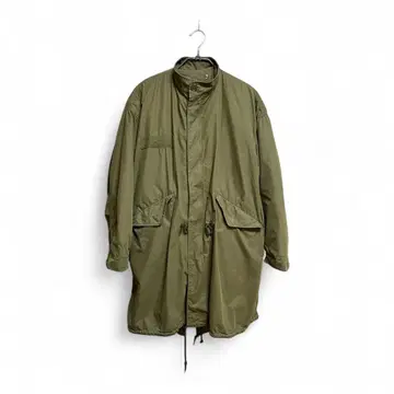 올리브색 모즈 코트 프론트 지퍼