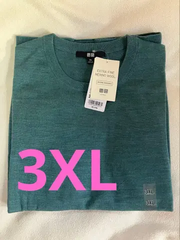 3XL 유니클로 메리노 크루넥 스웨터 53 그린
