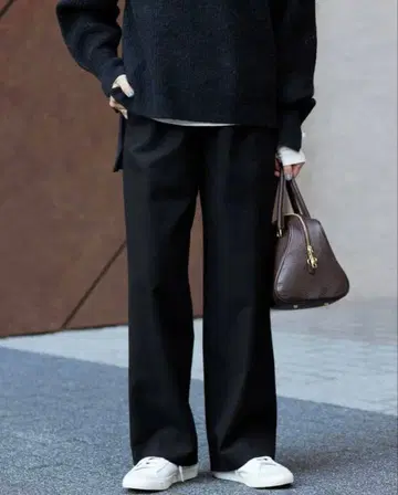 SLOBEIENA 울 혼방 드로스트 이지 슬랙스