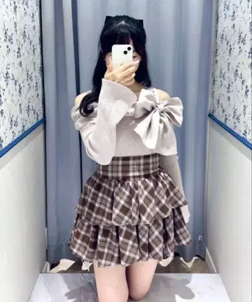 택 포함 새상품 evelyn 티어드 미니 스커트