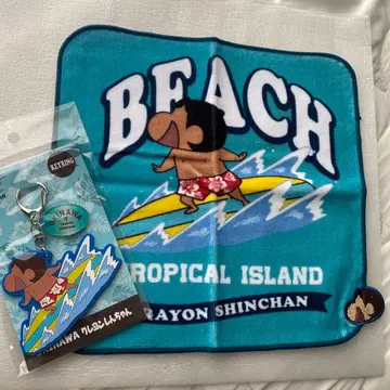 짱구는 못말려(크레용 신짱) 서퍼 짱구 타월 손수건 & 키링 세트