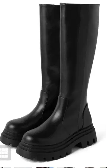 가죽 통굽 롱 부츠