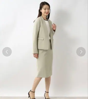 반값 이하 INDEX 노카라 자켓 & 스커트 세트 새상품 올리브