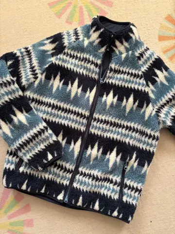 [ 새상품급 ] Duffer 지오메트릭 패턴 더블 집업 보아 자켓