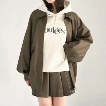 헤더 인조 가죽 블루종