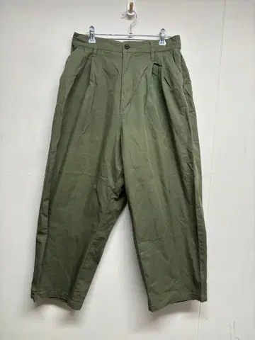 BEAMS 와이드 팬츠 카키 M