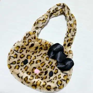 레어 산리오 키티 레오파드 무늬 토트백 페이스 y2k 퍼