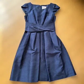 네이비 플레어 드레스 반팔