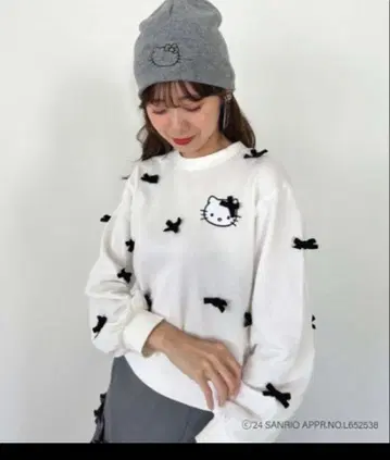 MAJESTIC LEGON 헬로키티 메니 리본 맨투맨