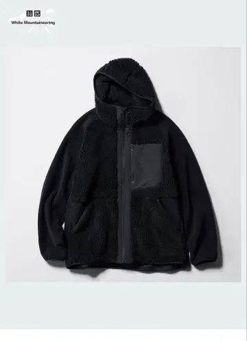 UNIQLO 후드 부착 플리스 자켓 블랙