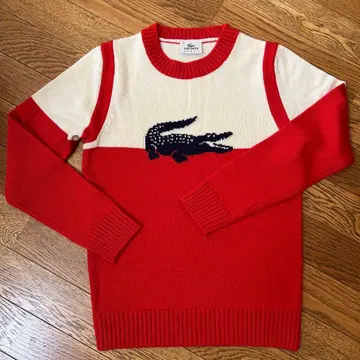 LACOSTE 긴팔 스웨터 사이즈 38 레드/화이트