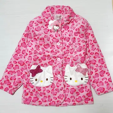 새상품 레어 키티 레오파드 무늬 룸웨어 가운 y2k 헤이세이 레트로 핑크