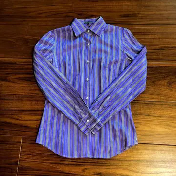 Enzo gala 엔조 이탈리아 사이즈 38 보라색 스트라이프 긴팔 셔츠