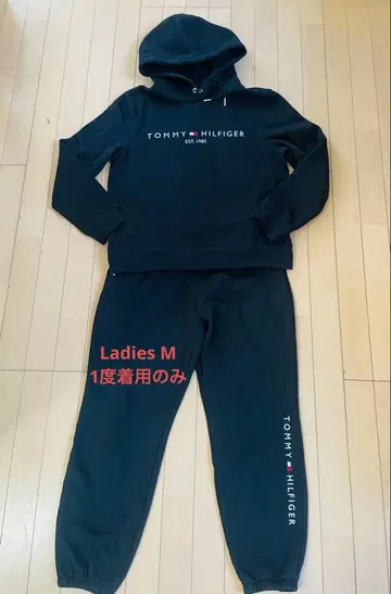 TOMMY HILFIGER 블랙 후드티 & 스웨트 팬츠 셋업 M