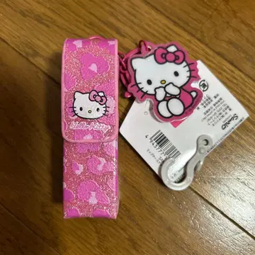 헬로키티 핑크 레오파드 무늬 립 케이스 시마무라 아베일 산리오