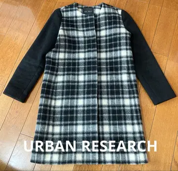 어반 리서치 체크 무늬 무릎 아래 길이 코트 36