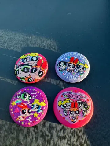 파워퍼프걸스 자수 캔배치 집합 디자인 4개 세트 미사용 새상품