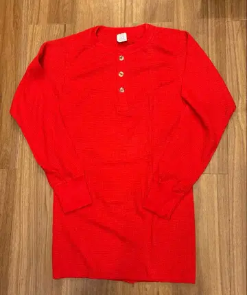 J.E MORGAN 빨간색 헨리넥 긴팔 티셔츠 USA L