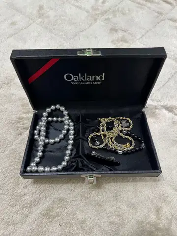 실버 펄 & 트위스트 체인 목걸이 세트